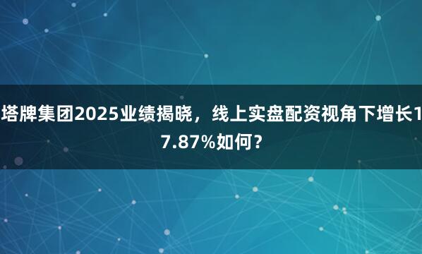 塔牌集团2025业绩揭晓，线上实盘配资视角下增长17.87%如何？
