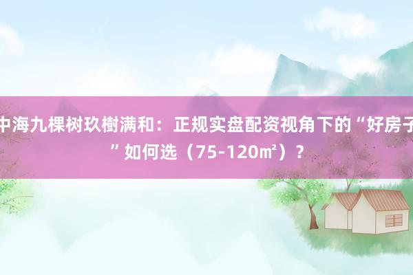 中海九棵树玖樹满和：正规实盘配资视角下的“好房子”如何选（75-120㎡）？