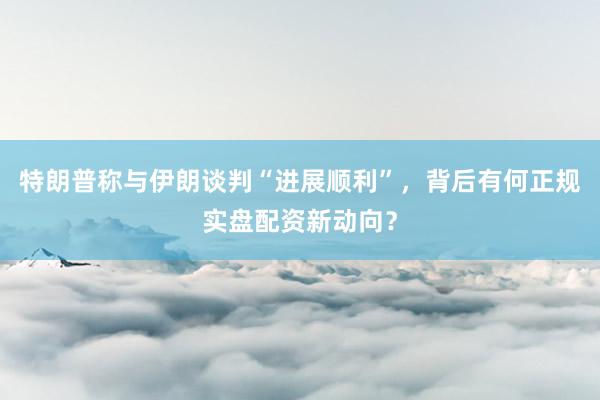 特朗普称与伊朗谈判“进展顺利”，背后有何正规实盘配资新动向？