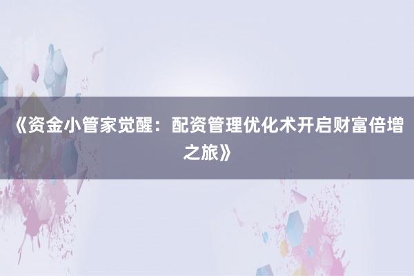 《资金小管家觉醒:配资管理优化术开启财富倍增之旅》