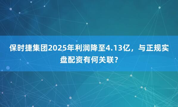 保时捷集团2025年利润降至4.13亿，与正规实盘配资有何关联？