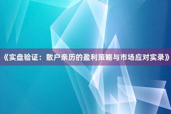 《实盘验证：散户亲历的盈利策略与市场应对实录》