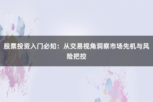 股票投资入门必知：从交易视角洞察市场先机与风险把控