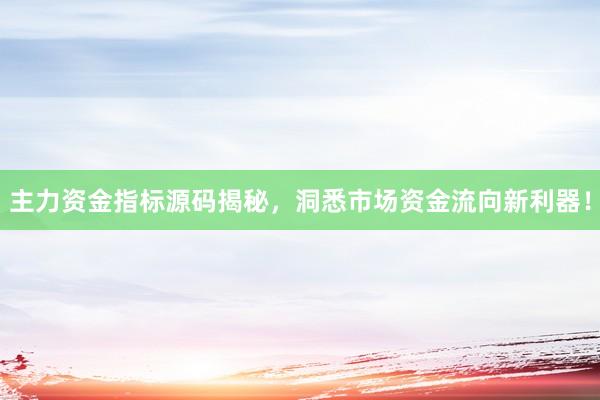 主力资金指标源码揭秘，洞悉市场资金流向新利器！