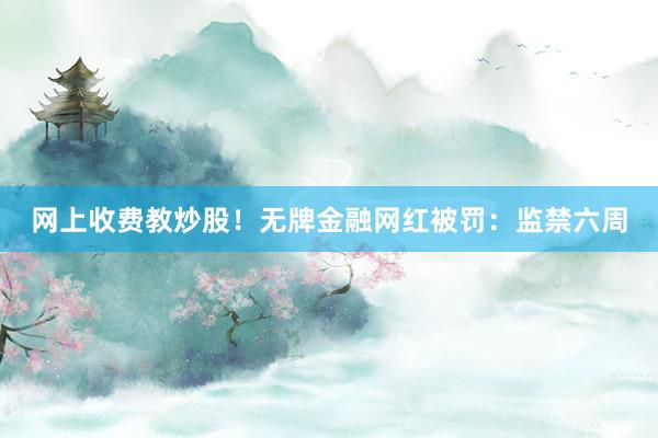 网上收费教炒股！无牌金融网红被罚：监禁六周