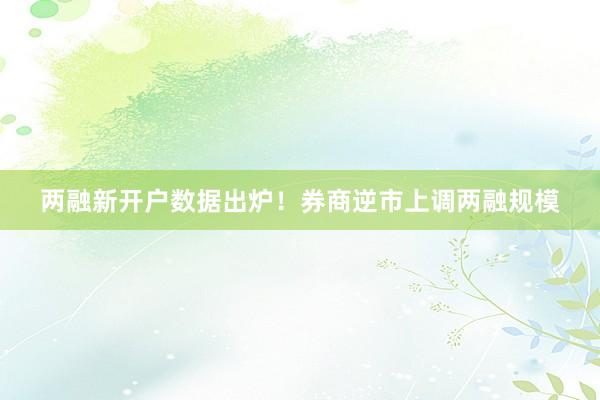 两融新开户数据出炉！券商逆市上调两融规模