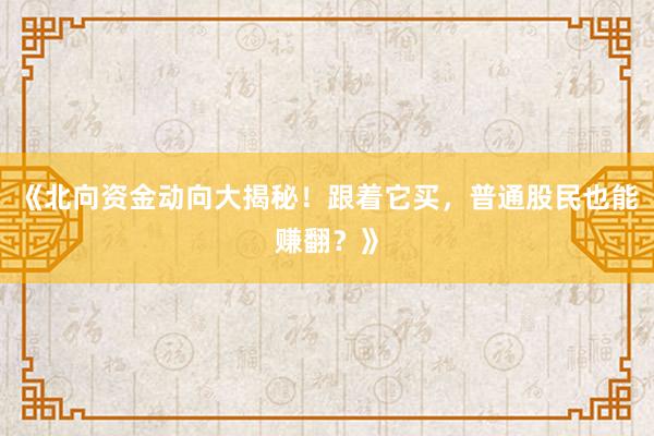 《北向资金动向大揭秘!跟着它买,普通股民也能赚翻?》
