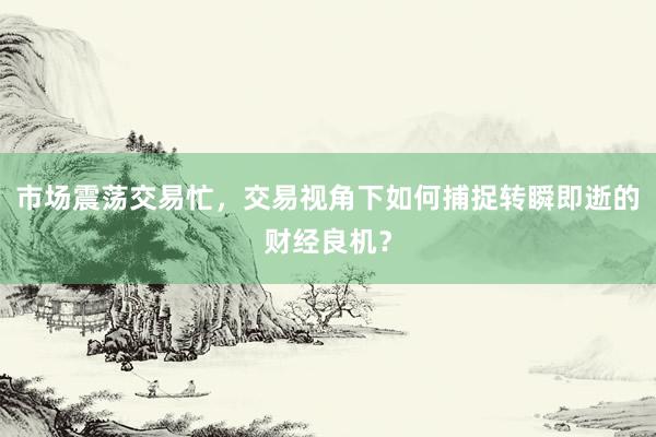 市场震荡交易忙，交易视角下如何捕捉转瞬即逝的财经良机？