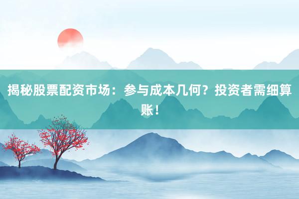 揭秘股票配资市场：参与成本几何？投资者需细算账！