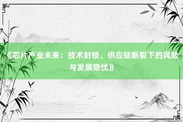 《芯片产业未来：技术封锁、供应链断裂下的风险与发展隐忧》