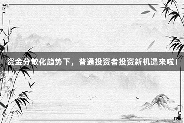 资金分散化趋势下，普通投资者投资新机遇来啦！