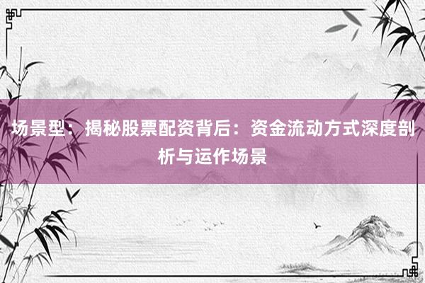 场景型：揭秘股票配资背后：资金流动方式深度剖析与运作场景