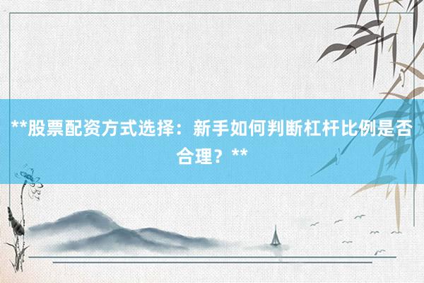 **股票配资方式选择:新手如何判断杠杆比例是否合理?**