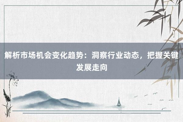 解析市场机会变化趋势：洞察行业动态，把握关键发展走向